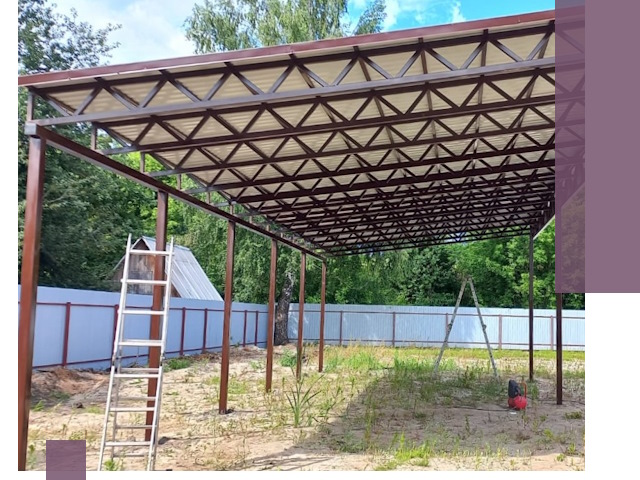 Односкатные навесы под ключ в Кронштадте — изготовление и монтаж